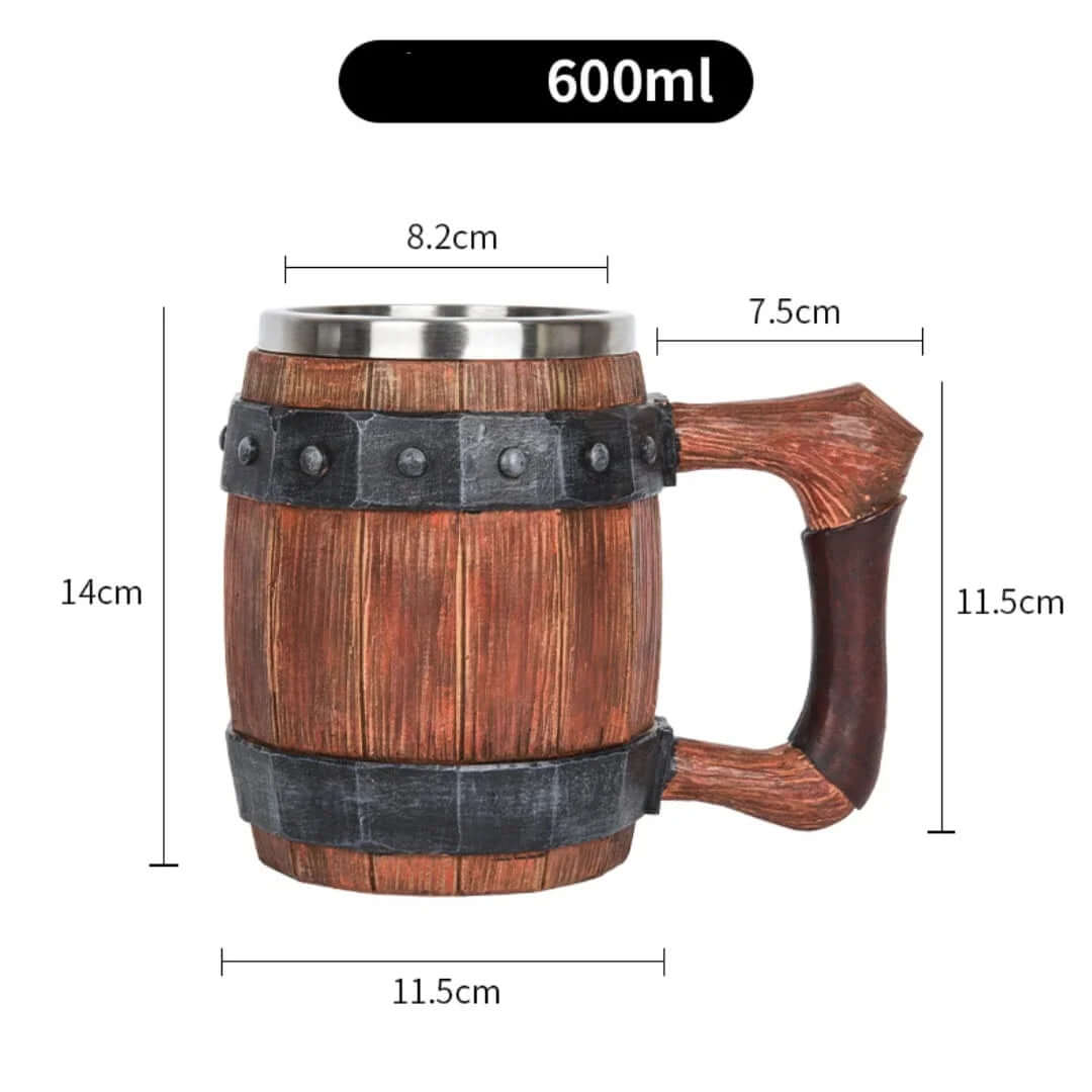 Viking Wooden Barrel Tankard Mug