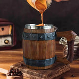 Viking Wooden Barrel Tankard Mug