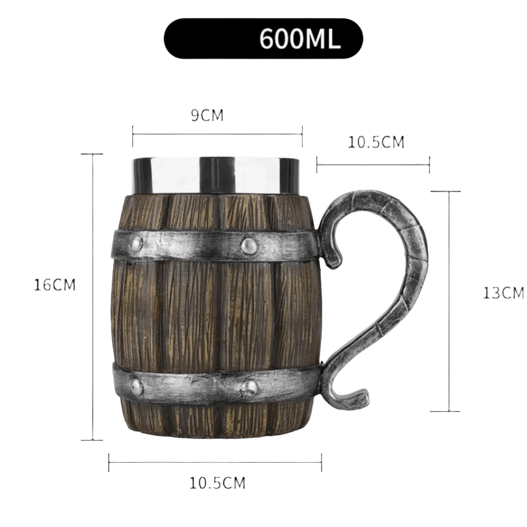 Viking Wooden Barrel Tankard Mug