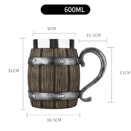 Viking Wooden Barrel Tankard Mug