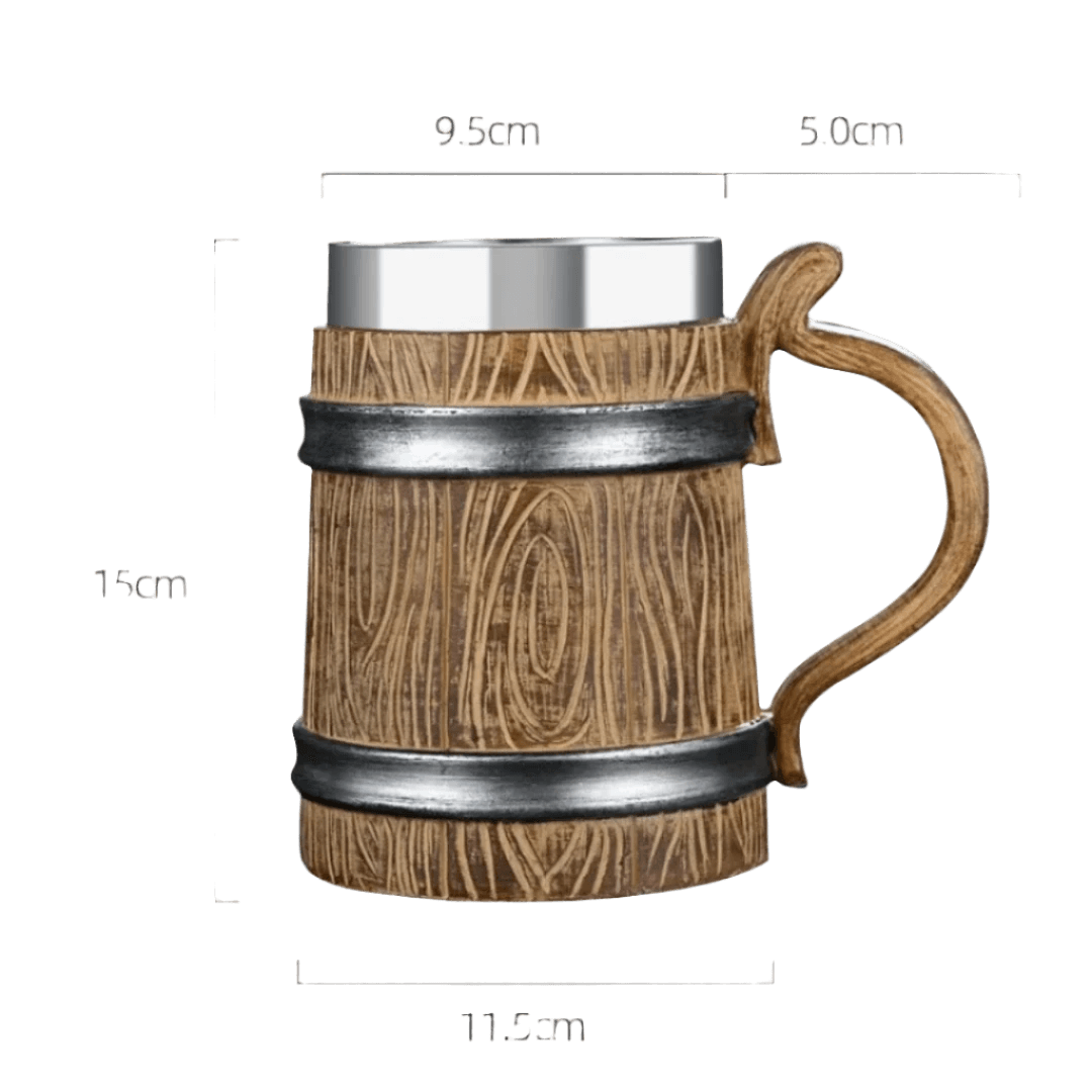 Viking Wooden Barrel Tankard Mug