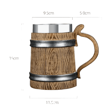 Viking Wooden Barrel Tankard Mug