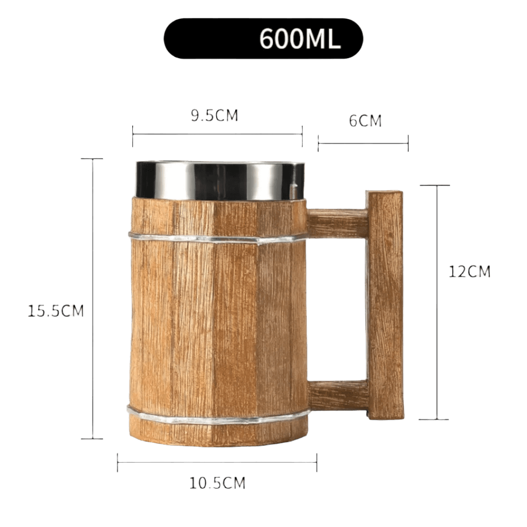 Viking Wooden Barrel Tankard Mug