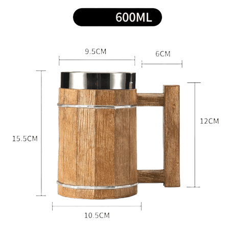 Viking Wooden Barrel Tankard Mug