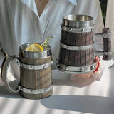 Viking Wooden Barrel Tankard Mug