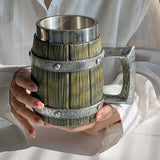 Viking Wooden Barrel Tankard Mug