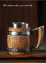 Viking Wooden Barrel Tankard Mug