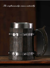 Viking Wooden Barrel Tankard Mug