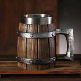 Viking Wooden Barrel Tankard Mug