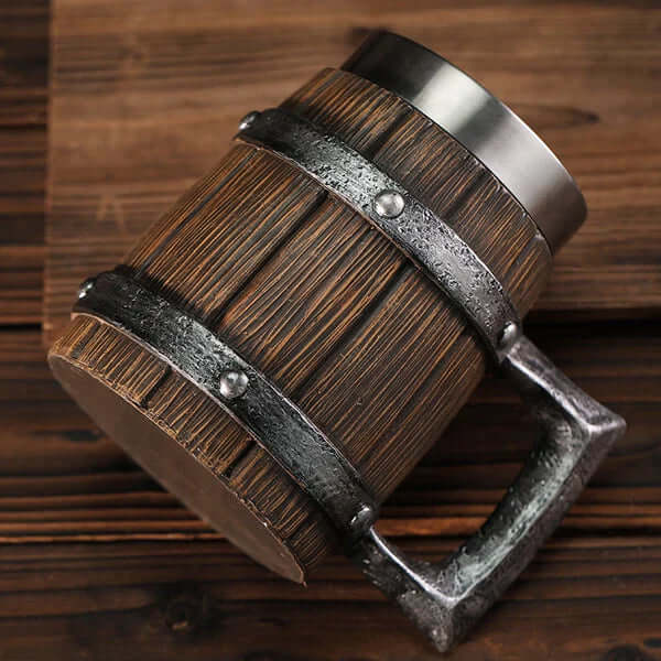 Viking Wooden Barrel Tankard Mug