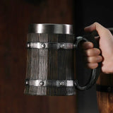 Viking Wooden Barrel Tankard Mug