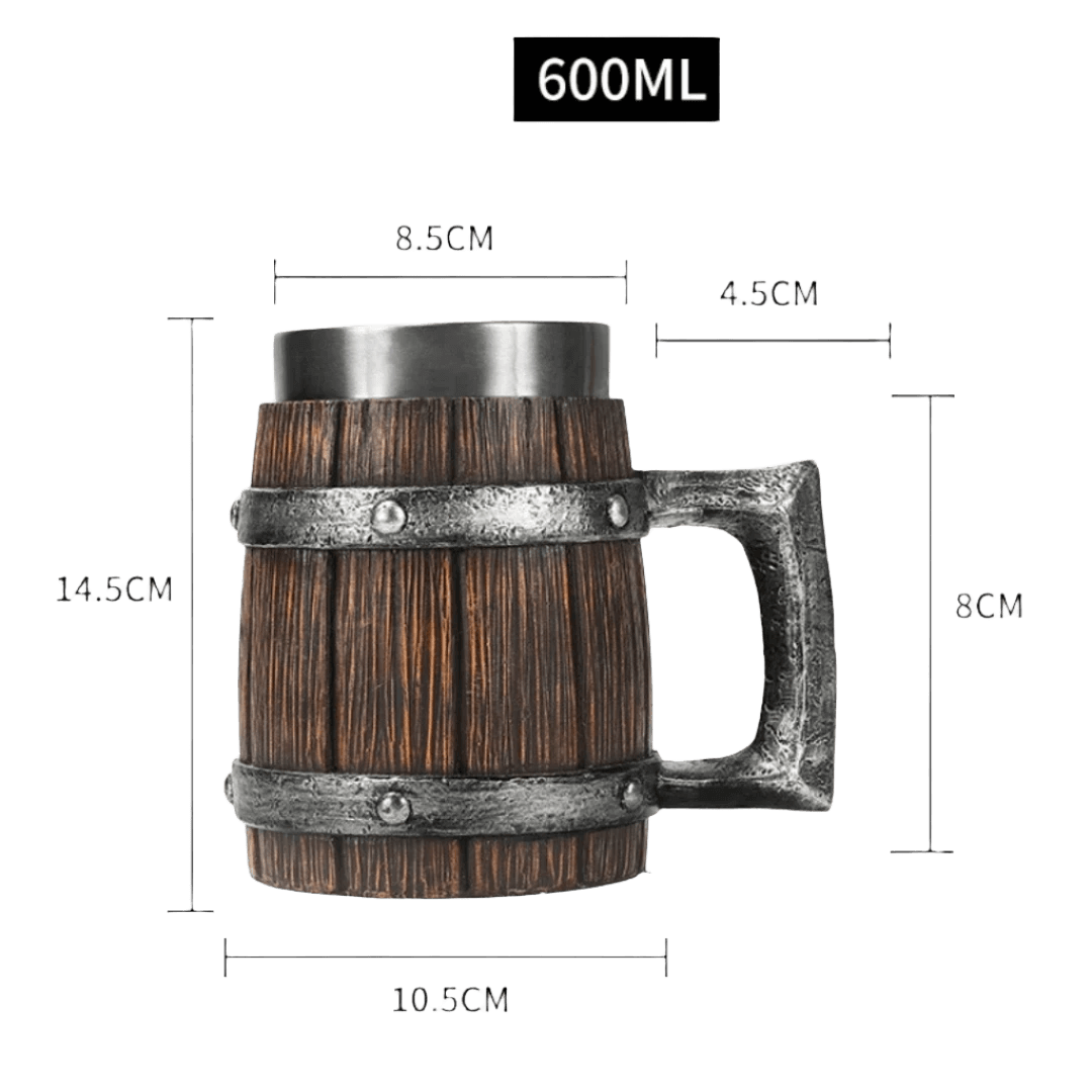 Viking Wooden Barrel Tankard Mug