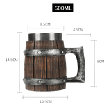 Viking Wooden Barrel Tankard Mug