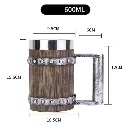 Viking Wooden Barrel Tankard Mug