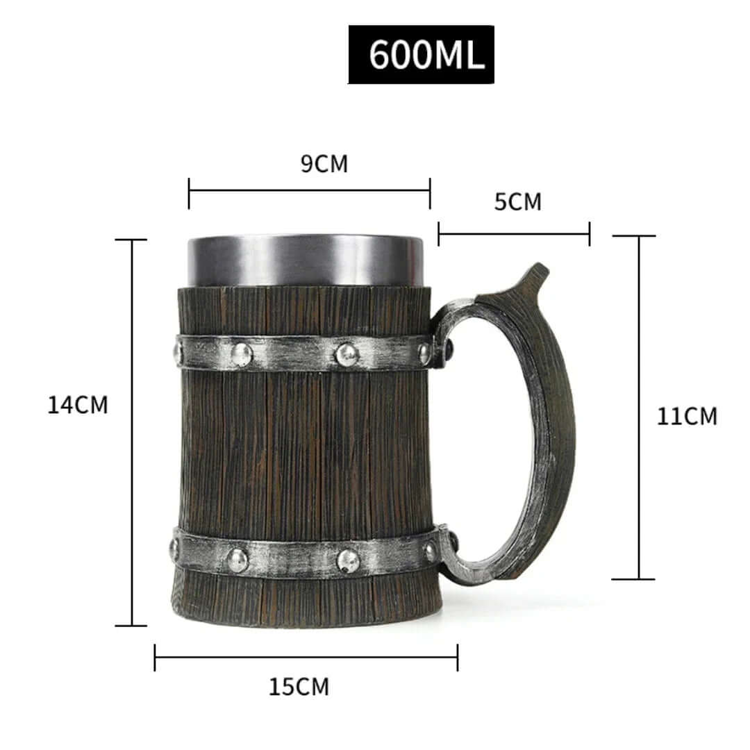 Viking Wooden Barrel Tankard Mug