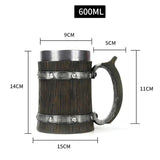 Viking Wooden Barrel Tankard Mug