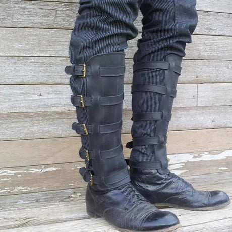 Vintage Leather Leg Gaiter Buckled Boots Cover