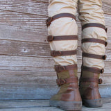 Vintage Leather Leg Gaiter Buckled Boots Cover