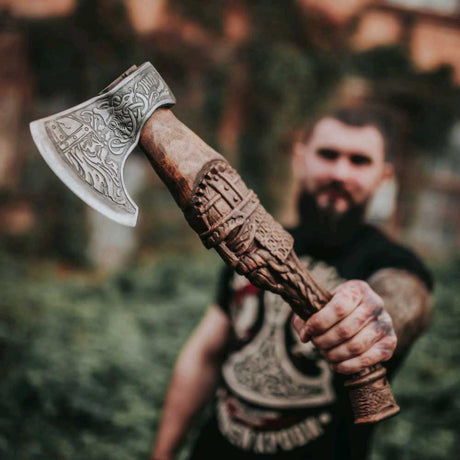 Warrior Bearded Carved Axe