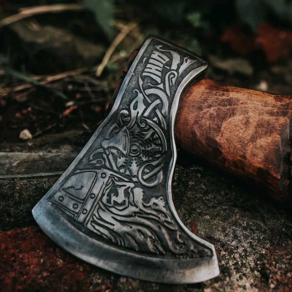 Warrior Bearded Carved Axe