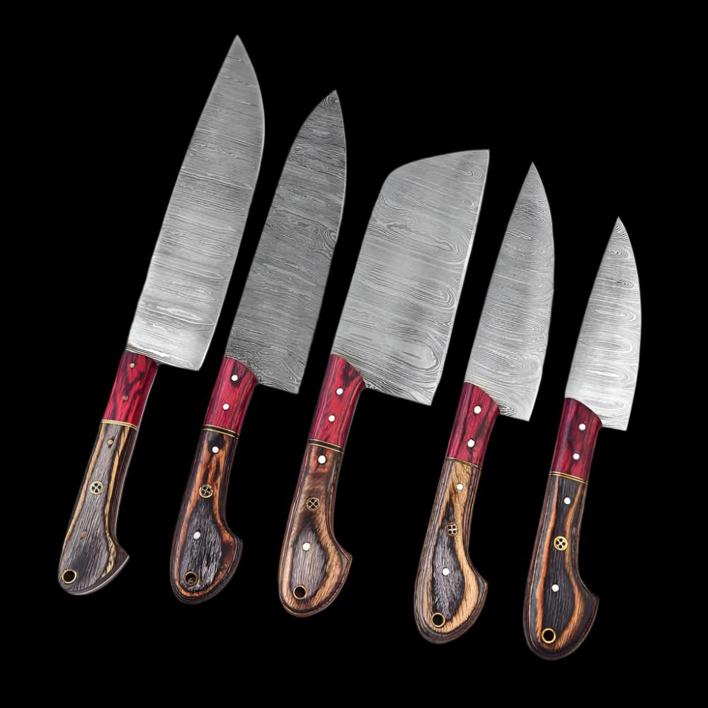 Wood Grain 5-Piece Chef Knife Set