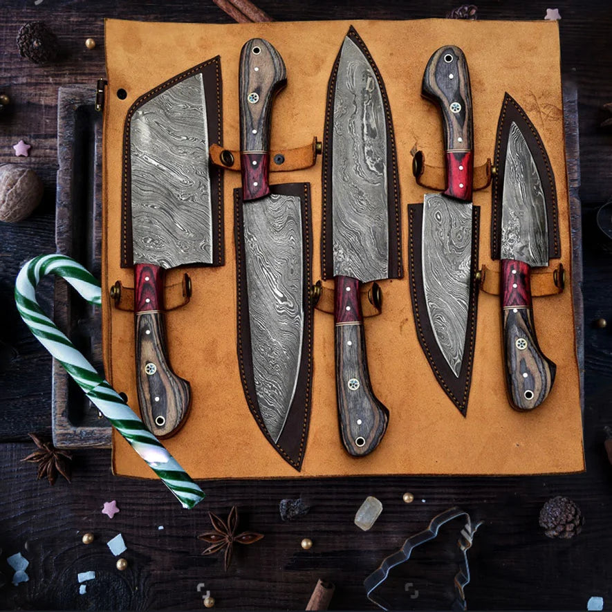 Wood Grain 5-Piece Chef Knife Set