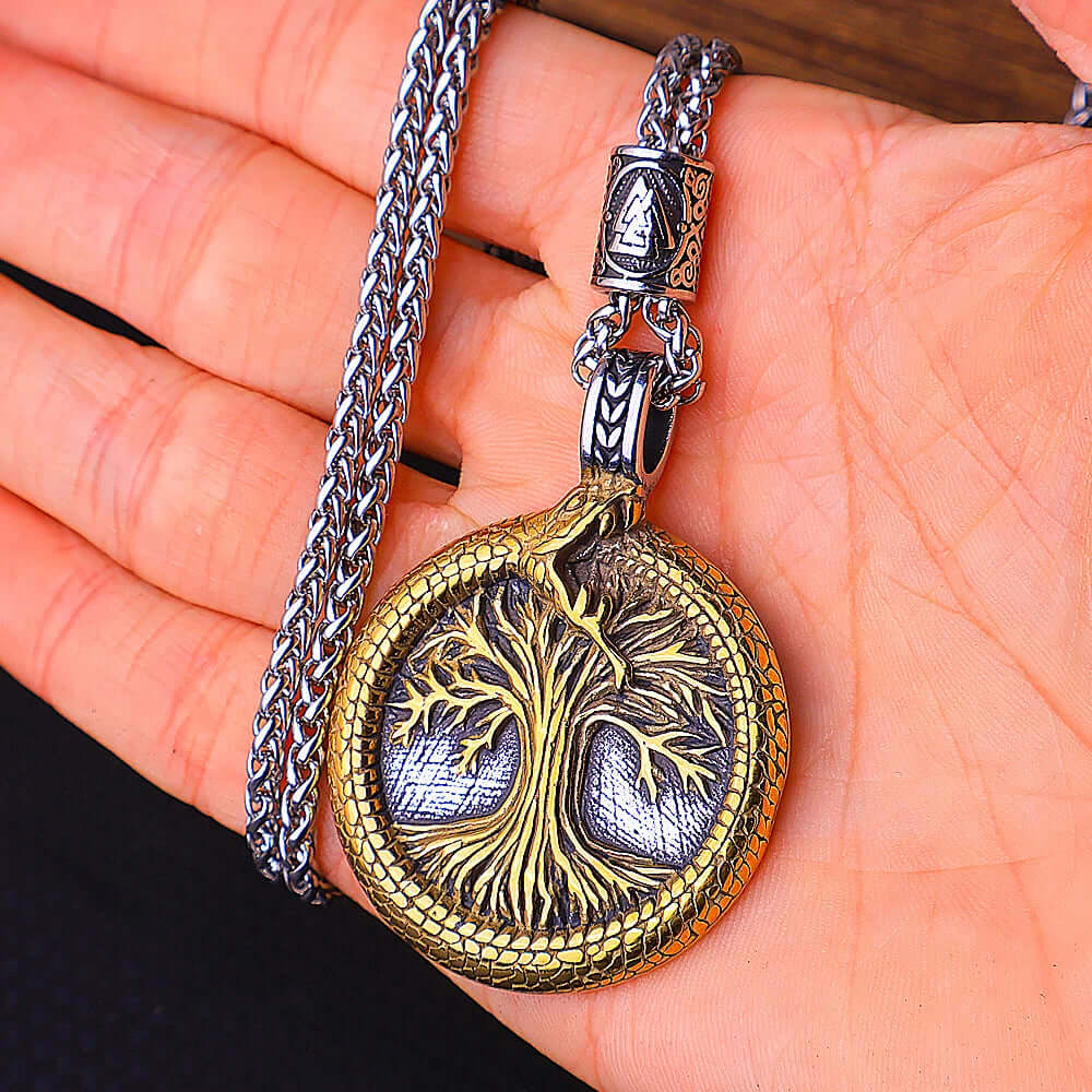 Yggdrasil and Ouroboros Necklace