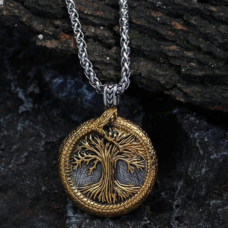 Yggdrasil and Ouroboros Necklace