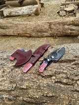 American Flag Damascus Knife & Pizza Cutter Set