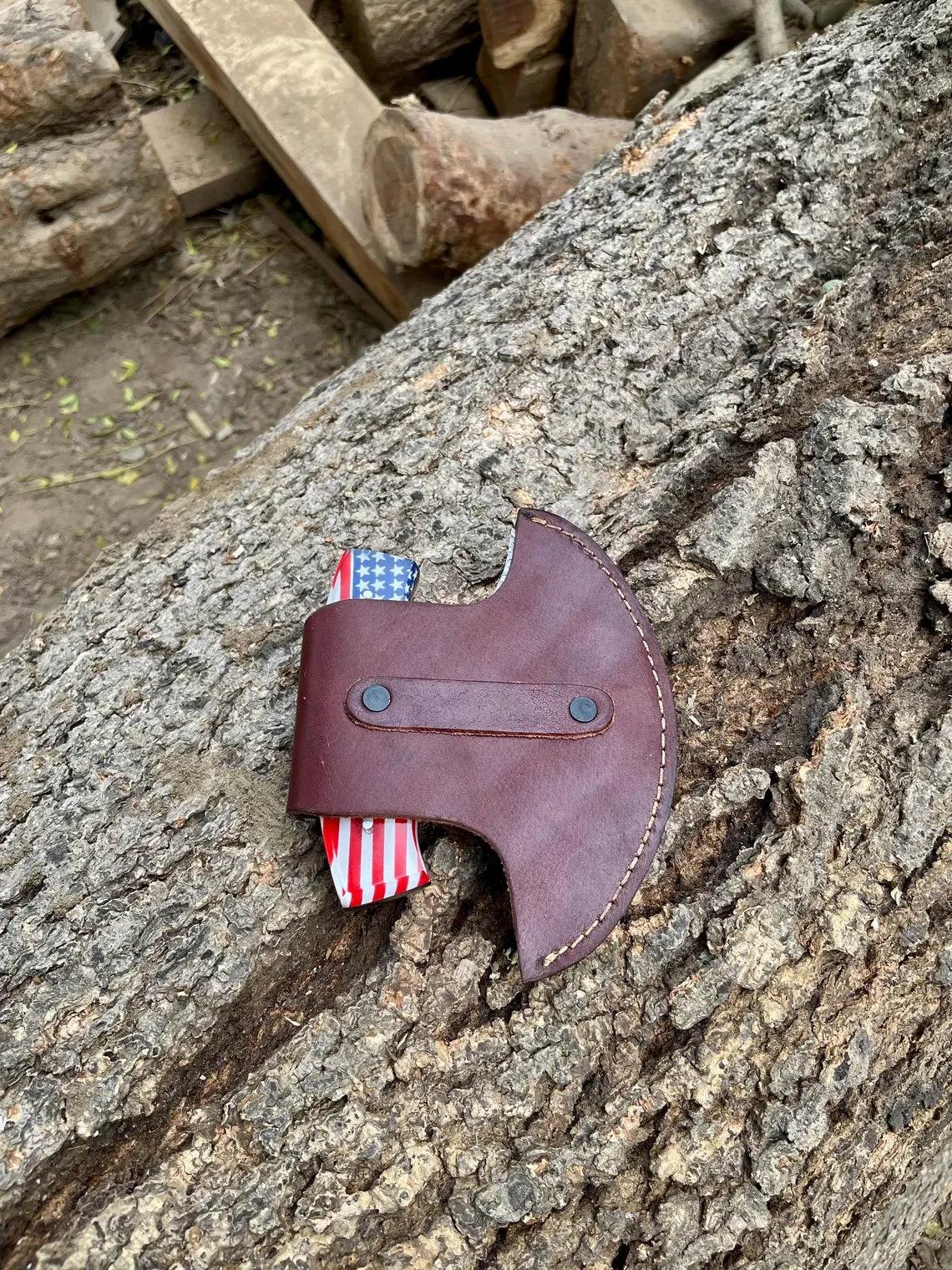 American Flag Damascus Knife & Pizza Cutter Set