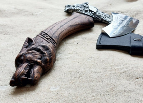 Norse Fenrir Carved Axe