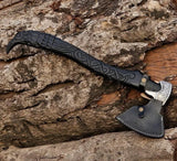 Black Carved Raven Axe