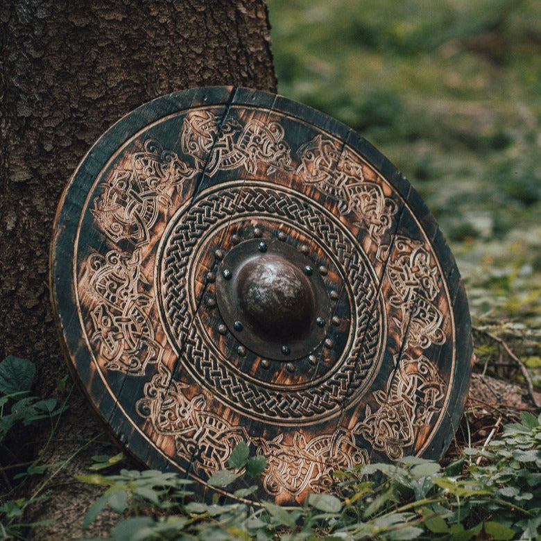 Norse Drake Carved Shield