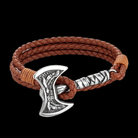 Norse Axe Leather Bracelet
