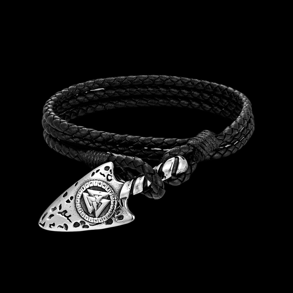 Norse Spear Leather Bracelet
