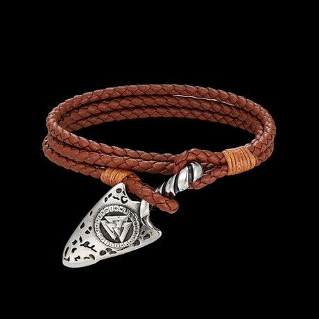 Norse Spear Leather Bracelet