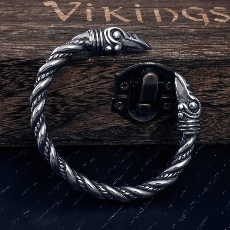 Raven Head Torc Bracelet - Tales of Valhalla