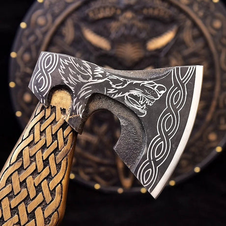 Norse Wolf Axe & Shield Set