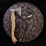 Norse Wolf Axe & Shield Set
