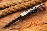 American Flag Damascus Steel Pocket knife