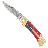 USA Flag  7" Damascus Folding Pocket Knife