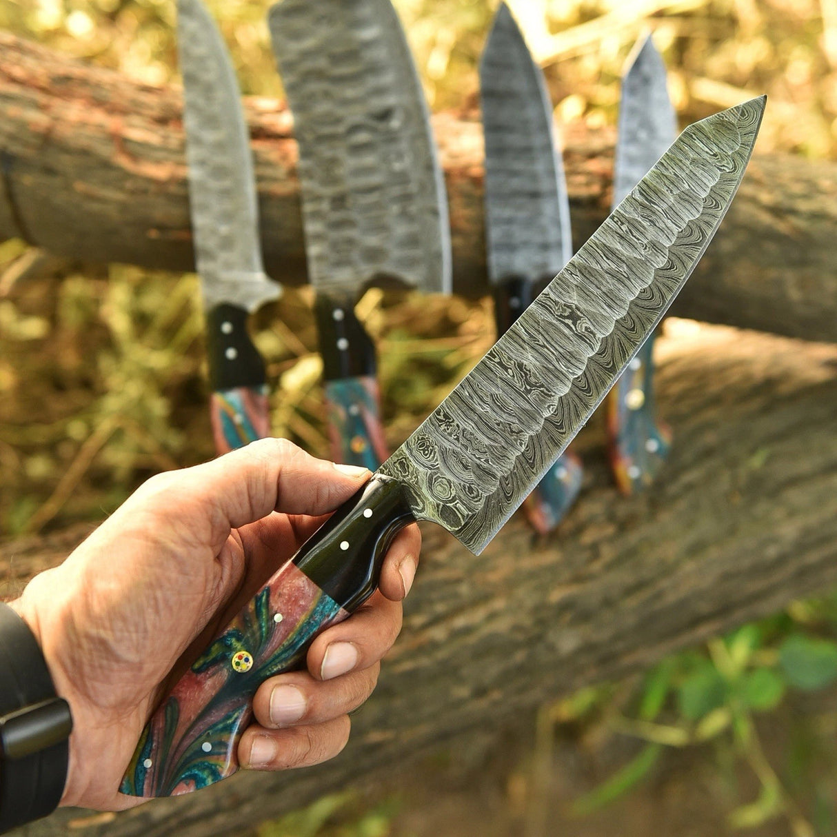 Vondra Damascus Chef Knife Set