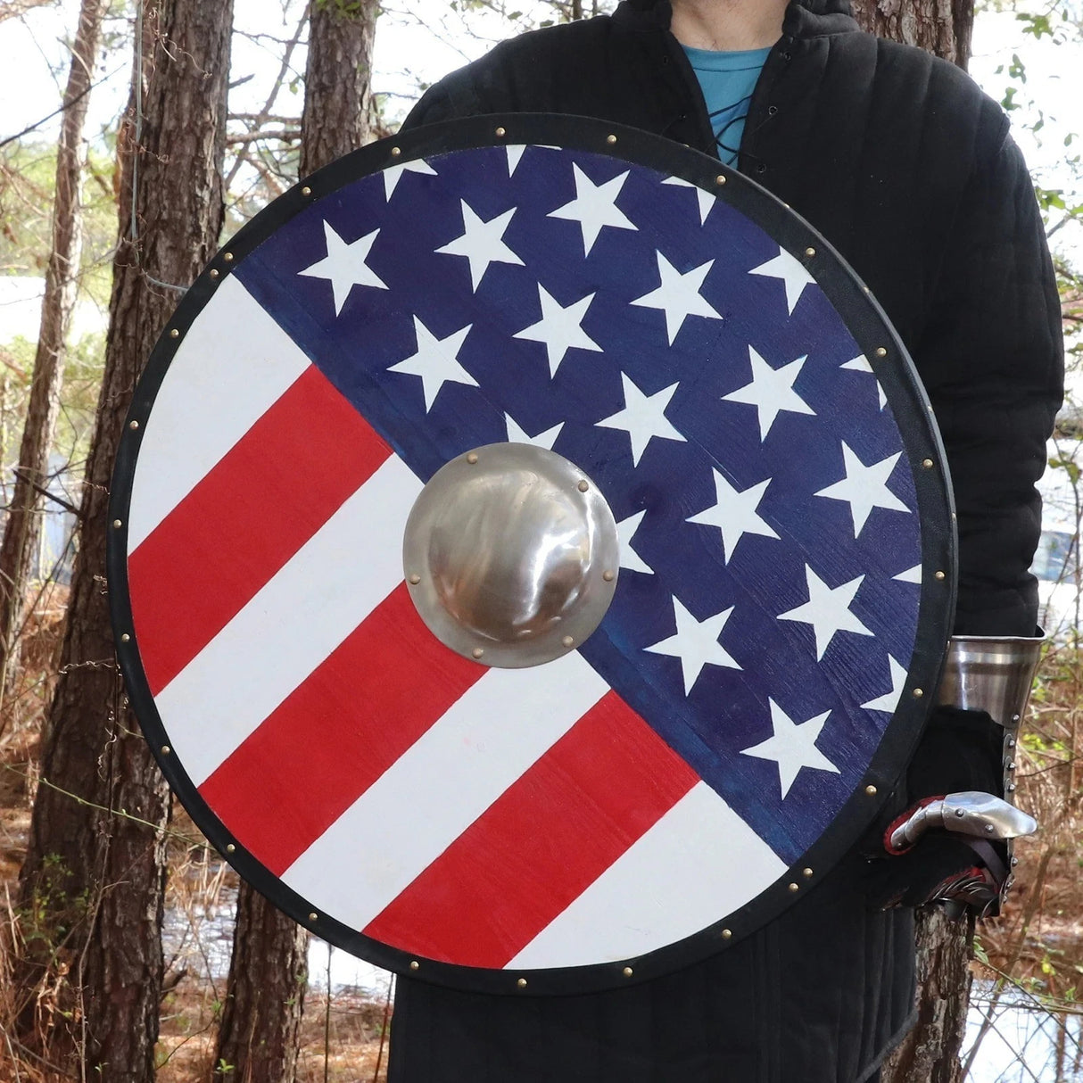 American Flag Viking Gokstad Round Shield