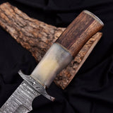 Camel Bone Damascus Steel Bowie Knife