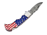American Flag Damascus Steel Pocket knife
