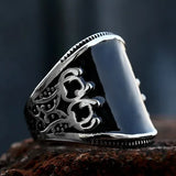 Carved Black Onyx Ring - Tales of Valhalla