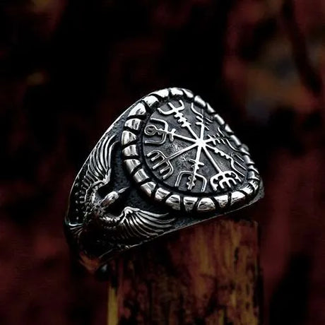 Viking Double Raven Compass Ring - Tales of Valhalla